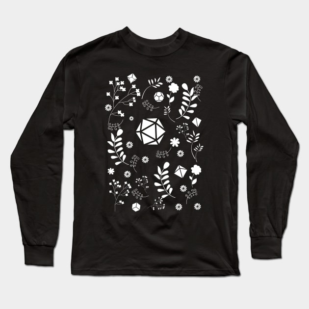 White Polyhedral Dice Set with Plants and Flowers of the Druid Long Sleeve T-Shirt by pixeptional